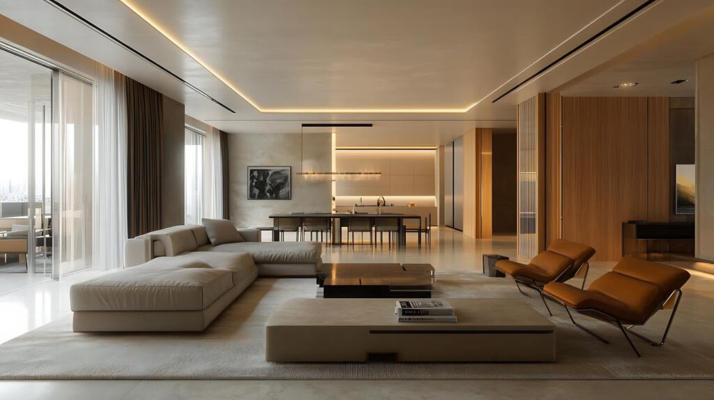 Clair Obscur Design, Designer d'intérieur virtuel, organisation de maison, design minimaliste, désencombrement de maison, séjour moderne et chaleureux , mur accent en bois, chaises d'appoint en cuir, divan gris, table à café carré