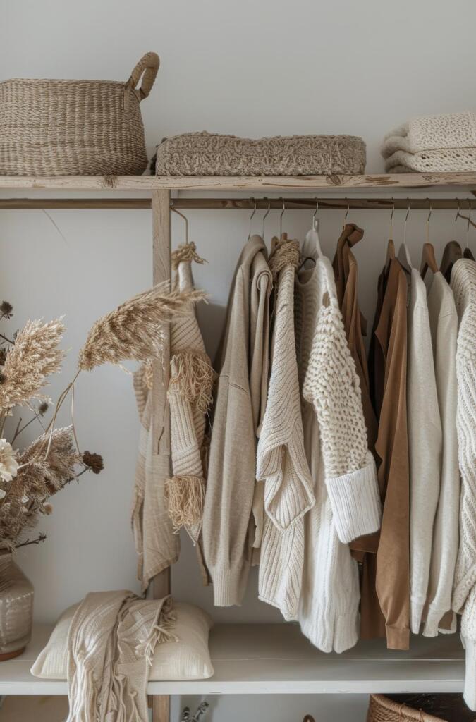 Clair Obscur Design, Home Decor, Interior Design, Home Improvement, Home Organization, minimalist wardrobe, eco-friendly interior redesign, wardrobe reorganization, decluttering coaching, declutter your wardrobe, natural fabrics, jute baskets, functional storage, optimized space, organized and tidy interior